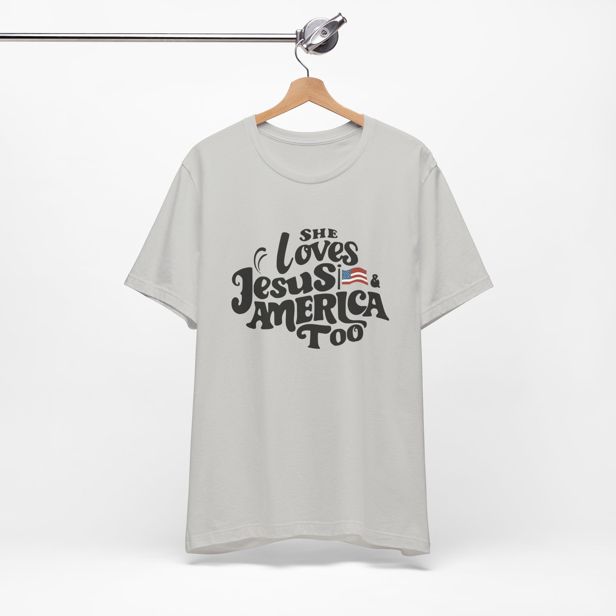 American Love Unisex Tee - She Loves Jesus, 4th of July Shirt