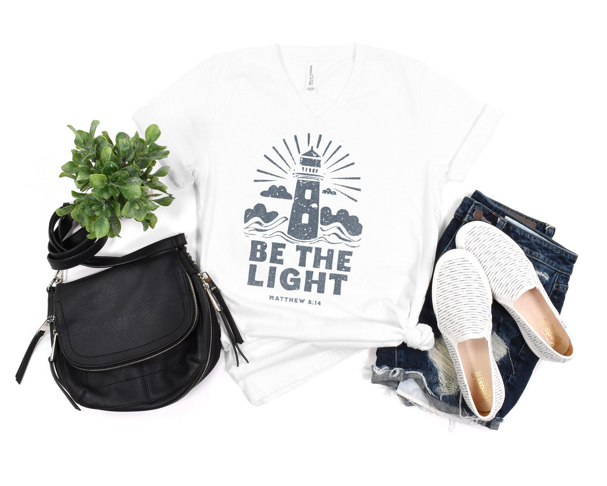 Be The Light Bible Verse Unisex V-Neck Shirt