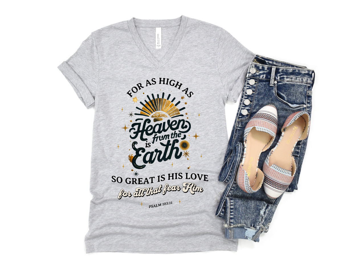 V-Neck Tee Heaven Shirt With Sayings