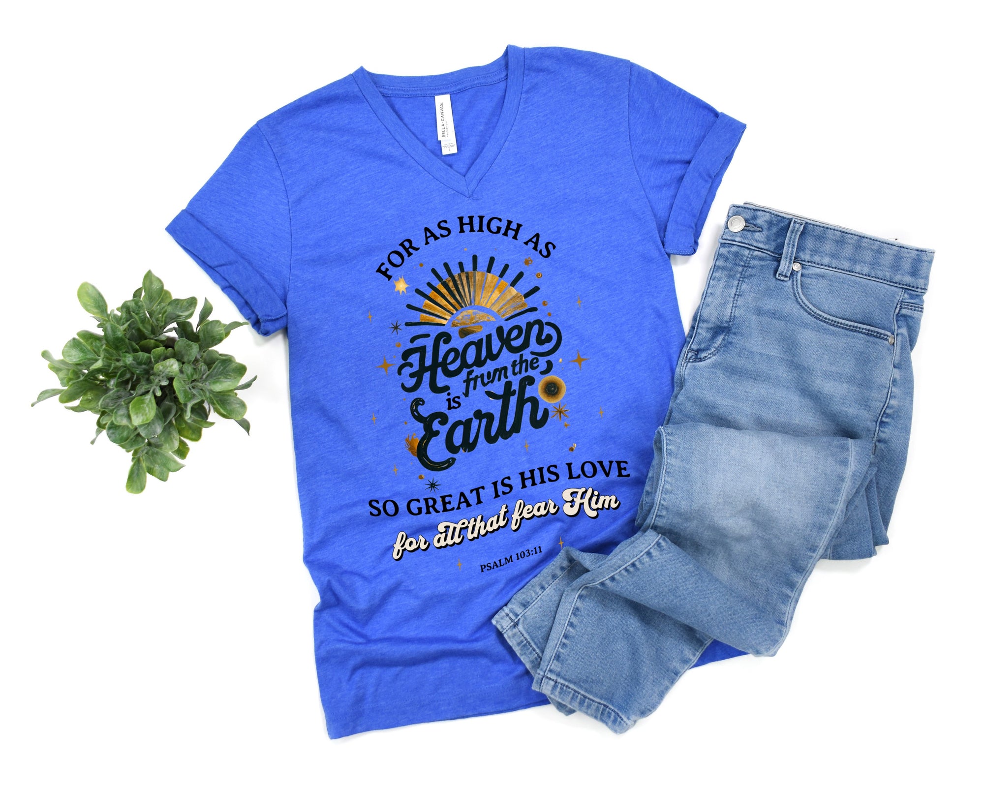 V-Neck Tee Heaven Shirt With Sayings