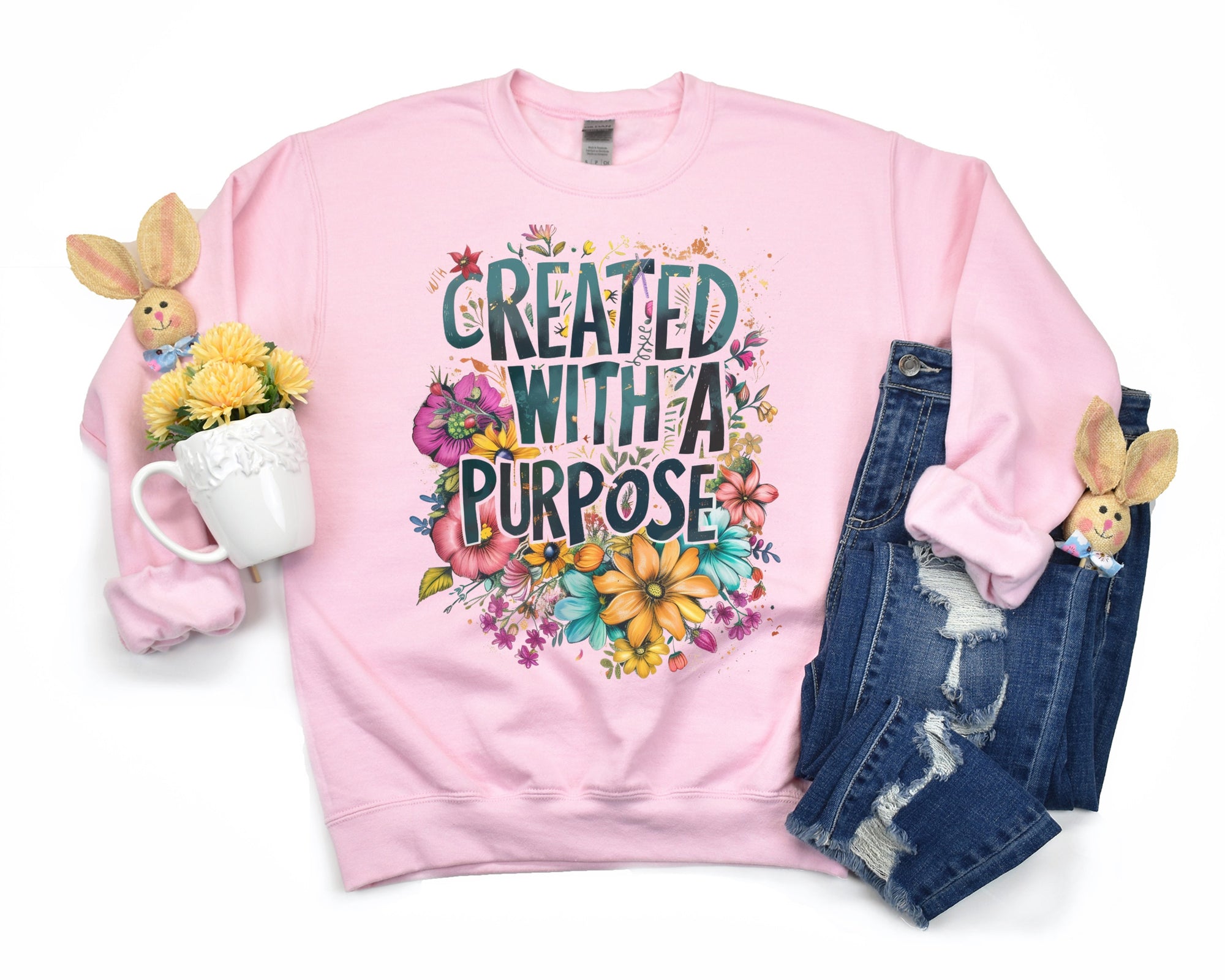 Created with a Purpose love Christian Sweatshirt