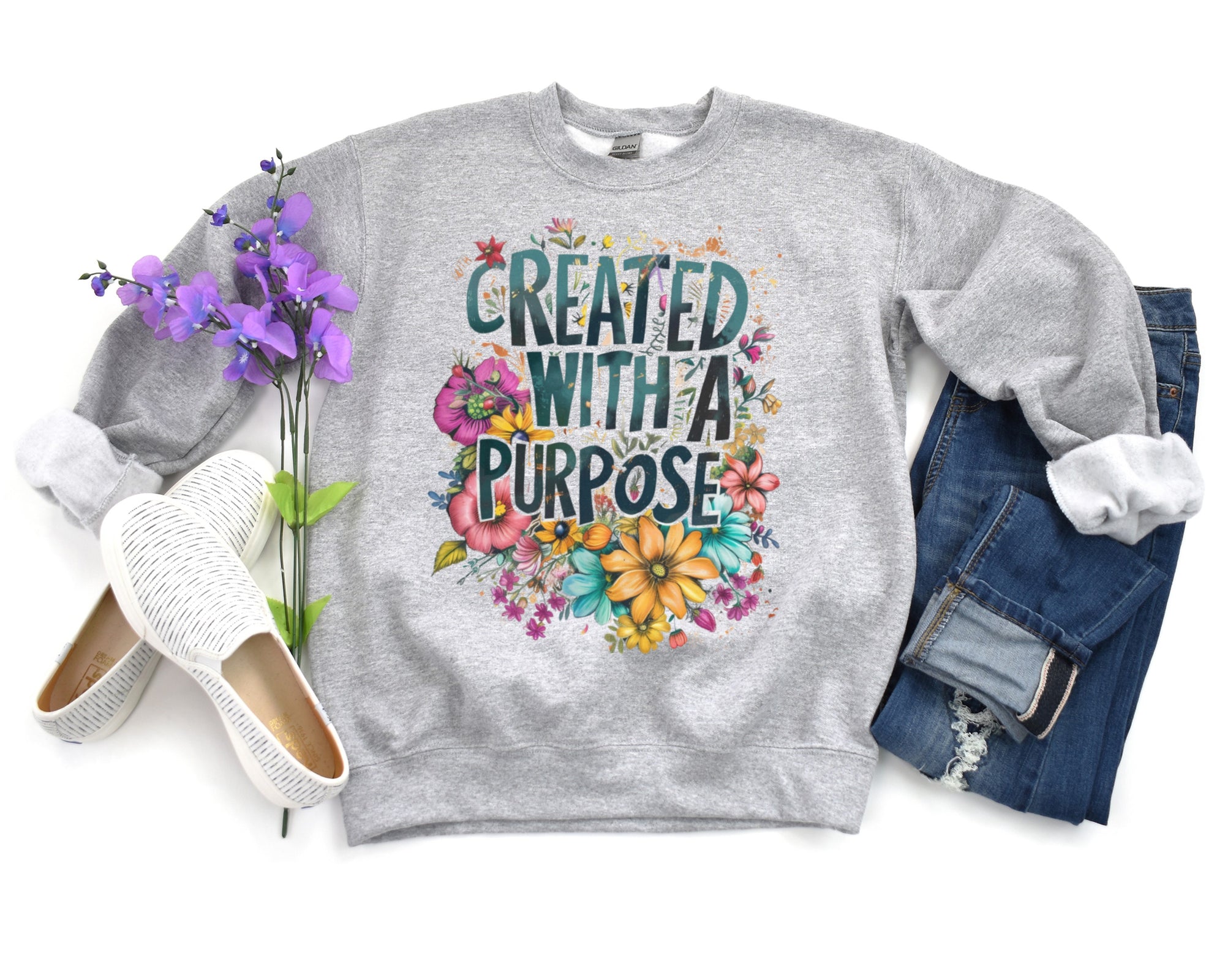 Created with a Purpose love Christian Sweatshirt