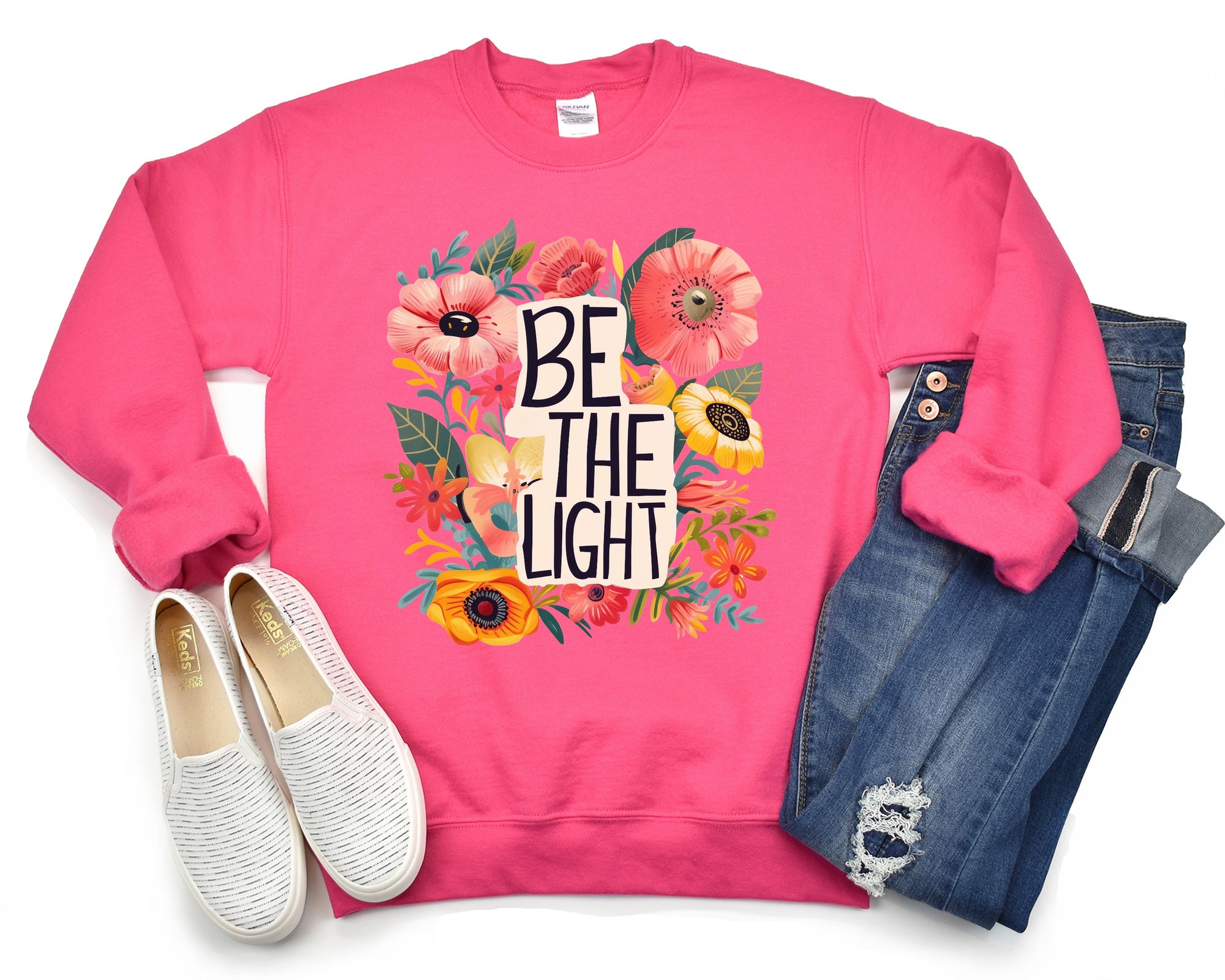 Be The Light Flower Unisex Crewneck