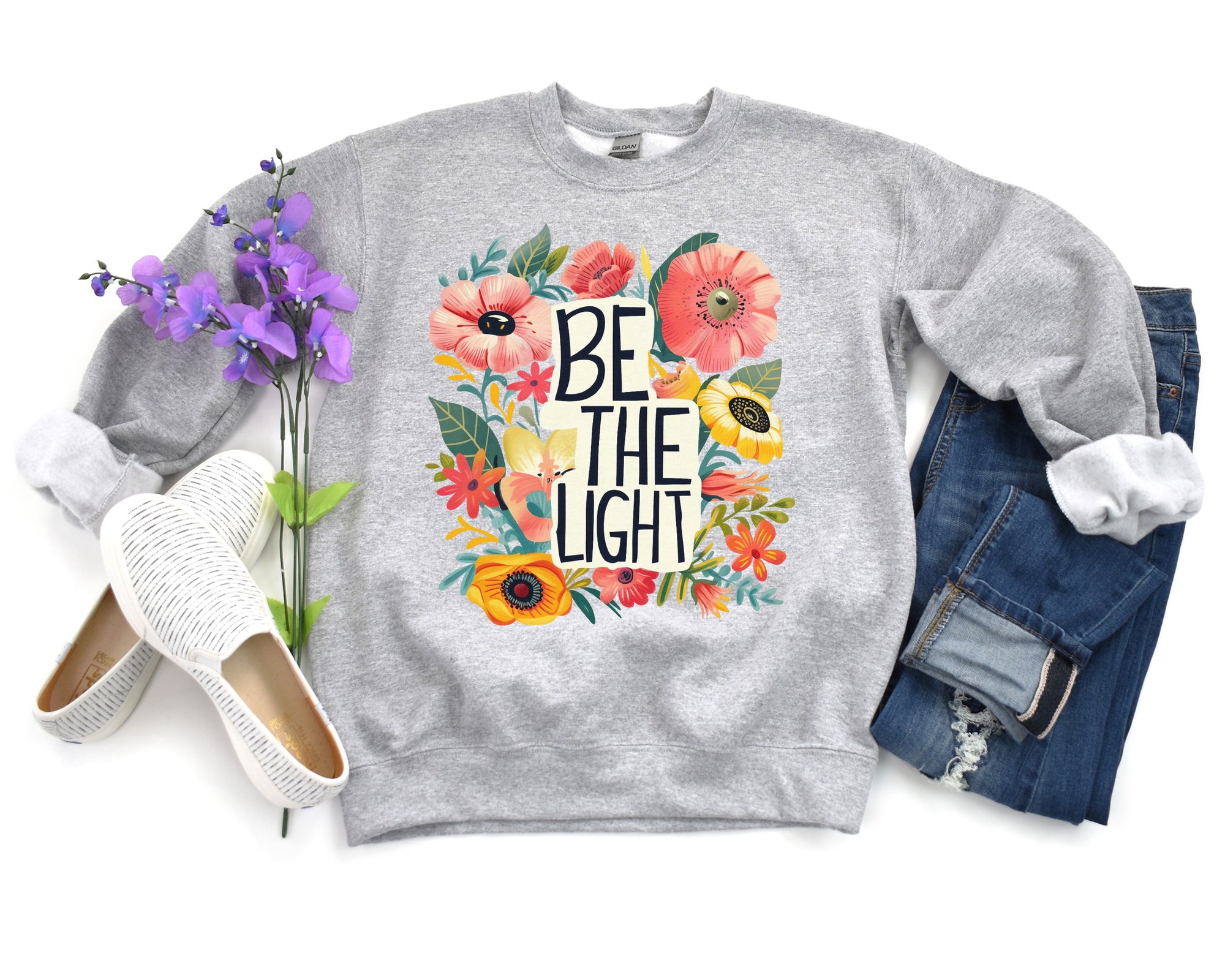 Be The Light Flower Unisex Crewneck