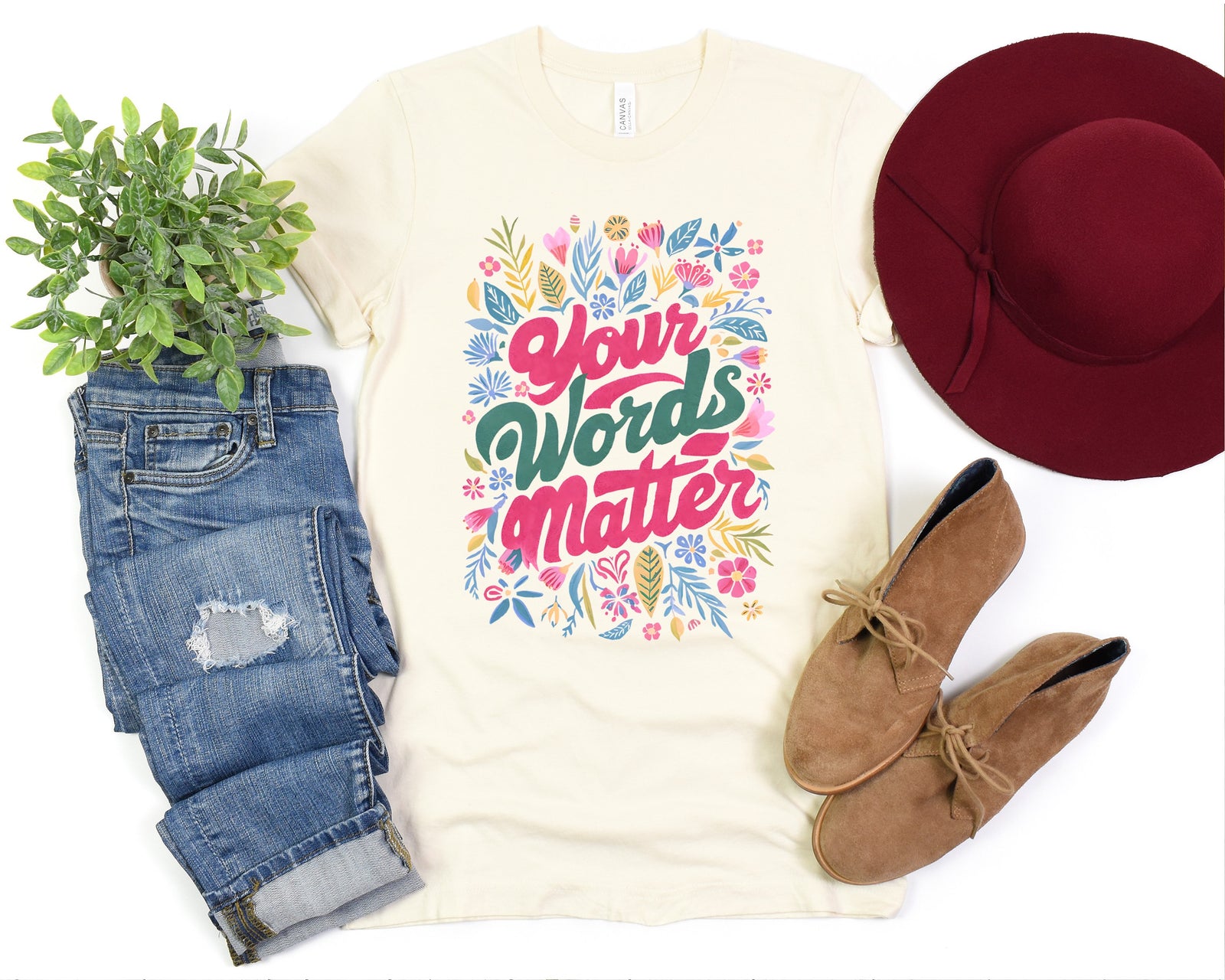 Your Words Matter Flower Teacher Shirt