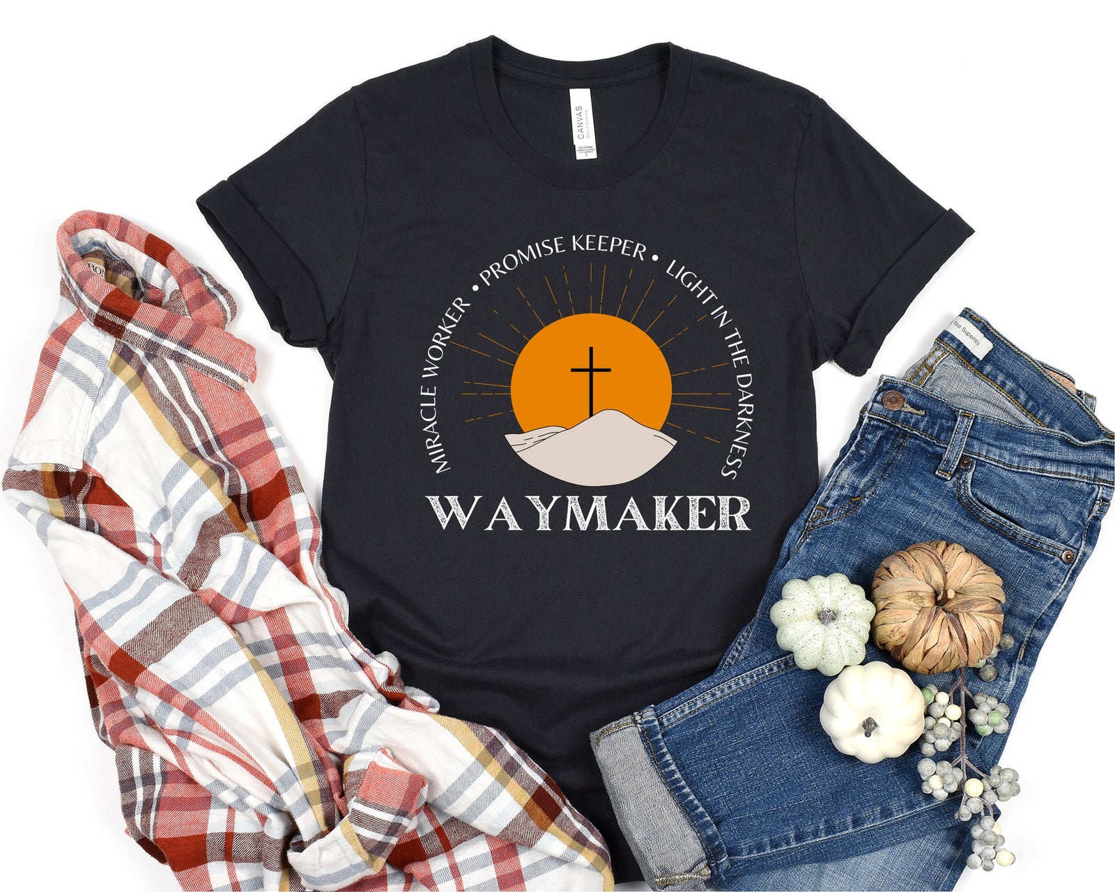 Men's T-Shirt - Waymaker Miracle Worker Promise Keeper Bible Verse Shirt