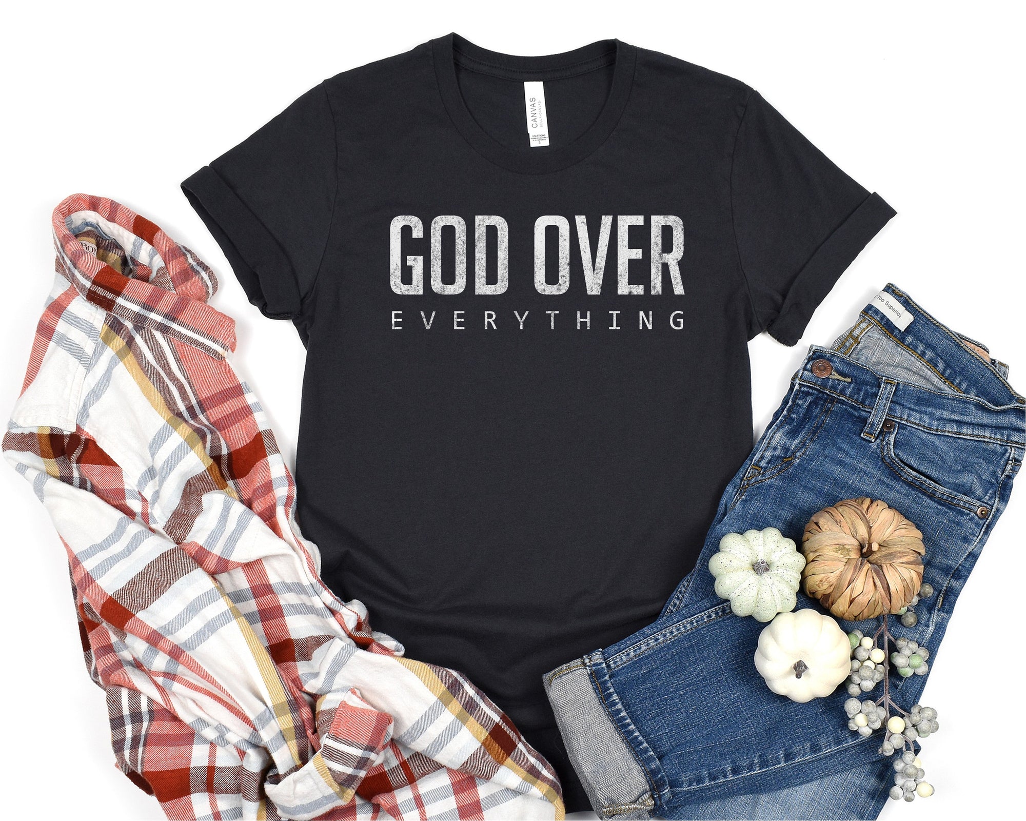 God Over Everything, Faith Shirt, heather Cardinal